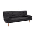 **Sofa rozkładany w kolorze czarnym z drewnianymi nogami**